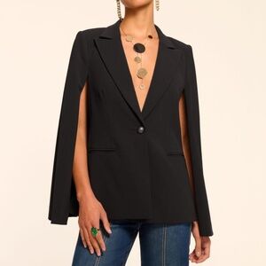 NWT Ramy Brook Lucinda Tailored Cape Black • 0